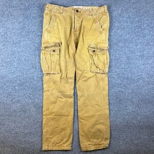 VTG Abercrombie & Fitch Cargo Pants Mens 34x30 Golden Brown Drawstring Y2K